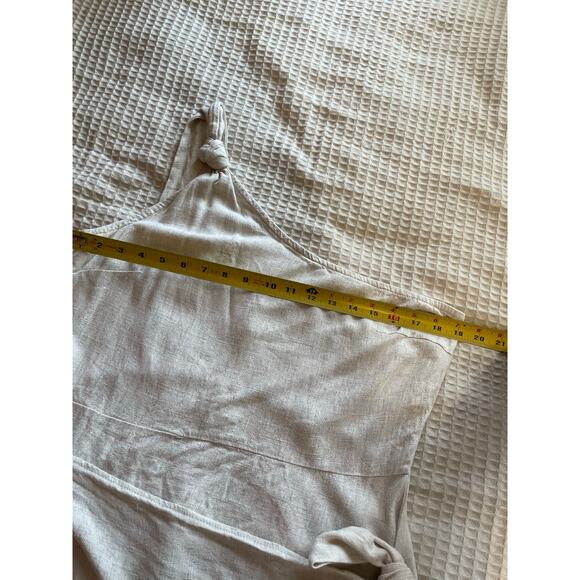 PrettyLittleThing Linen Blend One Shoulder Faux Wrap Ivory Mini Dress Size 12 - Picture 4 of 12